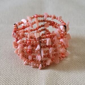NWOT Abalone Vintage Beaded Cuff Stretch Bracelet